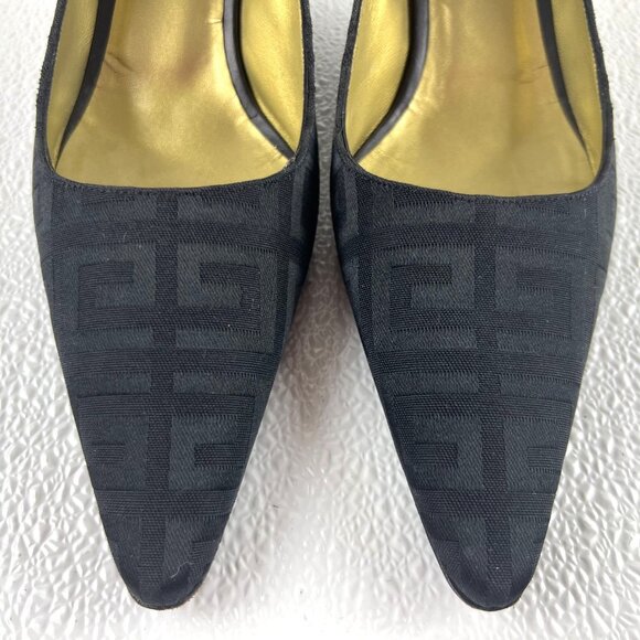 Givenchy Classic Womens Size 40 Black Monogram Pointed Toe Kitten Heel Pumps - Picture 2 of 13